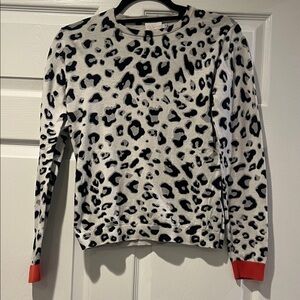 WHISPER BY BRODIE Leopard Print Sweater with Red Cuffs Size XS